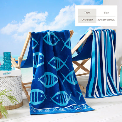 Cotton Velour Beach Towel Set
