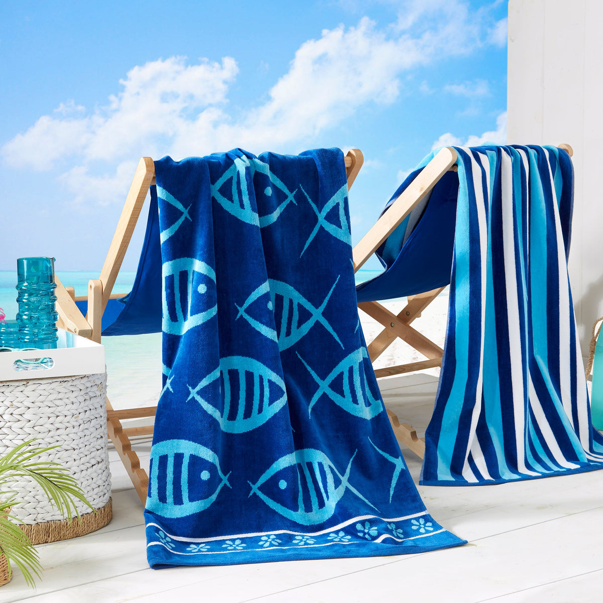 Cotton Velour Beach Towel Set